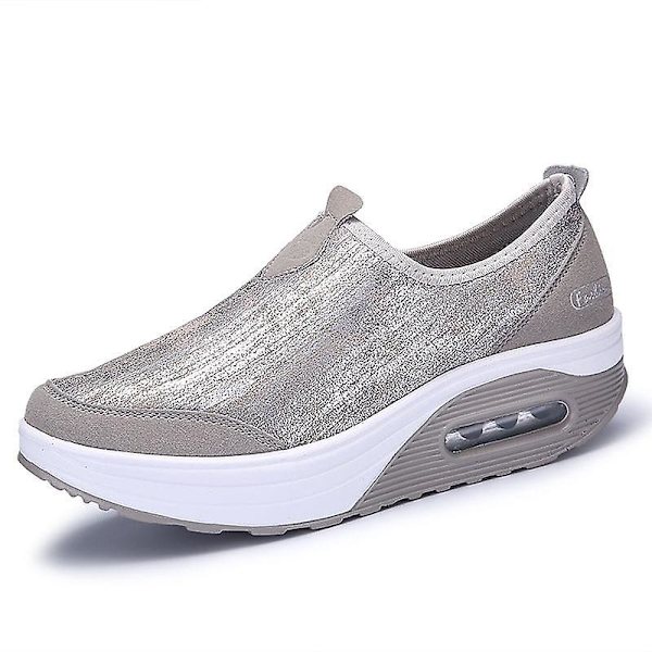 Flats Loafers- Grunda träningsskor, Slip-on Plattform, Balett Sneakers grey-A 9