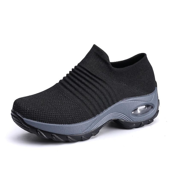 Slip-on casual för kvinnor, bekväma sneakers full blak 6