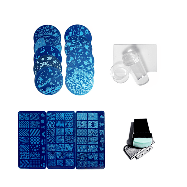 Stämpelplatta Stämplare Skrapa Set Fransk Nagelkonst Stämpling DIY Dekoration