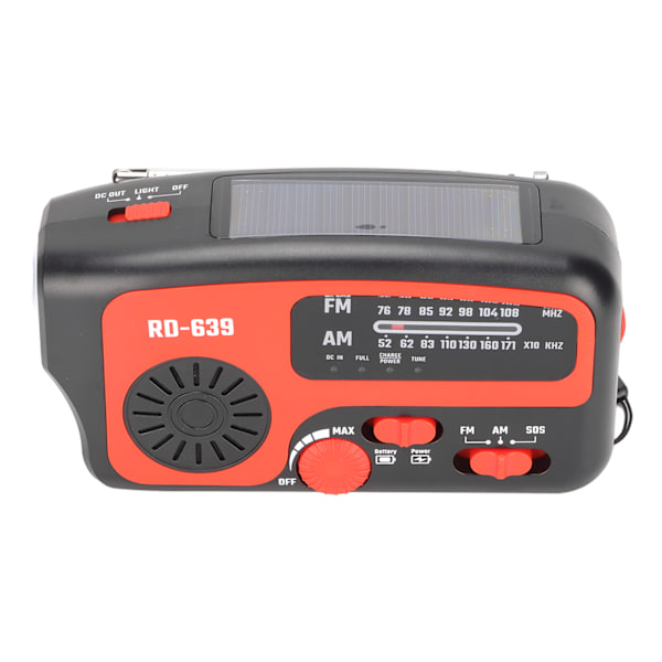 Veva Radio med Handvev SOS-Alarm Multiladdning 1200mAh Powerbank AM FM Nöd Solväderradio med LED-ficklampa