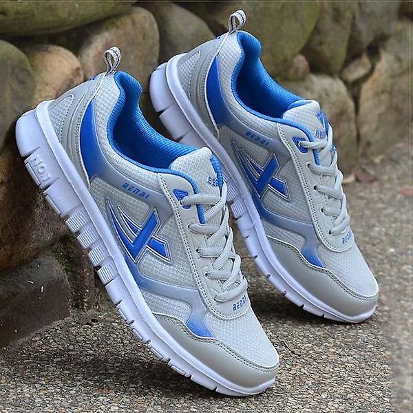 Herr Sneakers, Trendiga Mesh Andningsbara Snörskor Blue 7