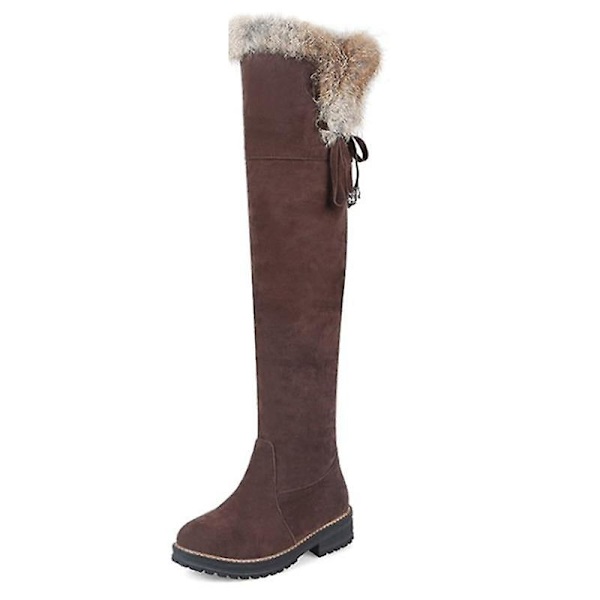 Vintermocka Knähöga stövlar Dammode varma stövlar Brown 7