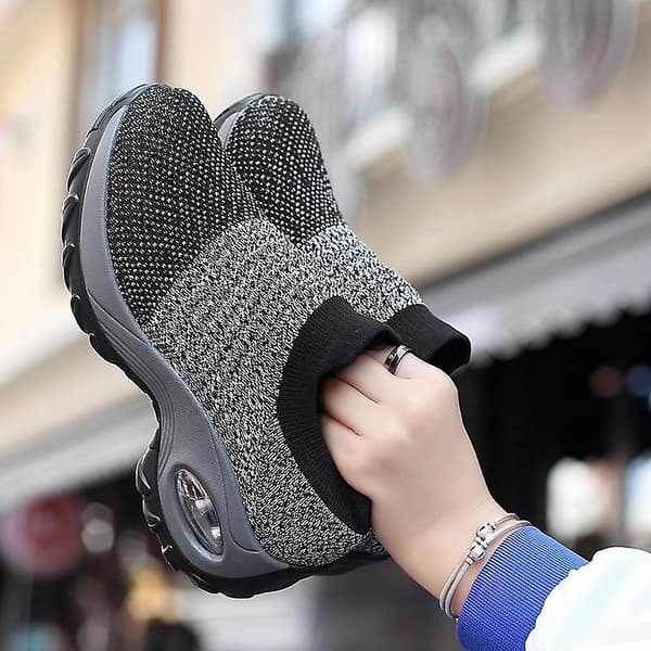 Casual- Chunky Knitted Platform, Walking Sneakers Set-b white 36