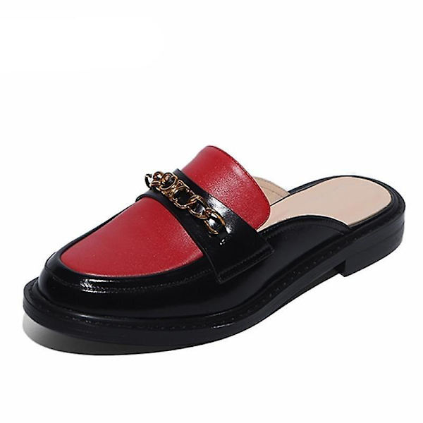 Dam Äkta Läder Sneakers Slip On Skor 5 / Burgundy