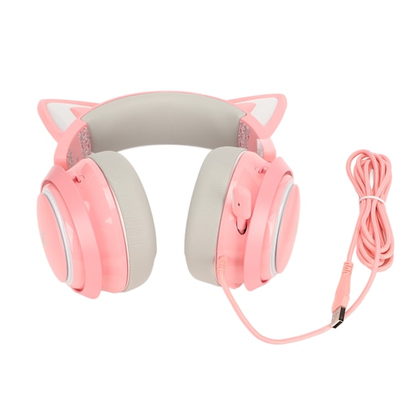 SOMIC Gaming Headset Kattungeöron PC Gaming Hörlurar 7.1USB Luminous med Inbyggd Mikrofon Rosa