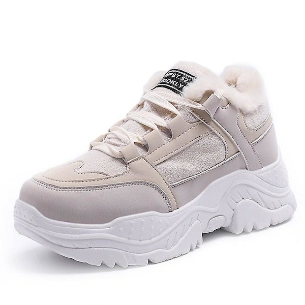 Dam Casual Andningsbara Sneakers Skor beige plush 8.5 /