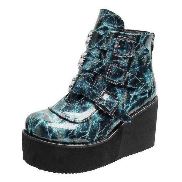 Winter Gothic Punk Women Platform Boots - Mörkgrön 6.5