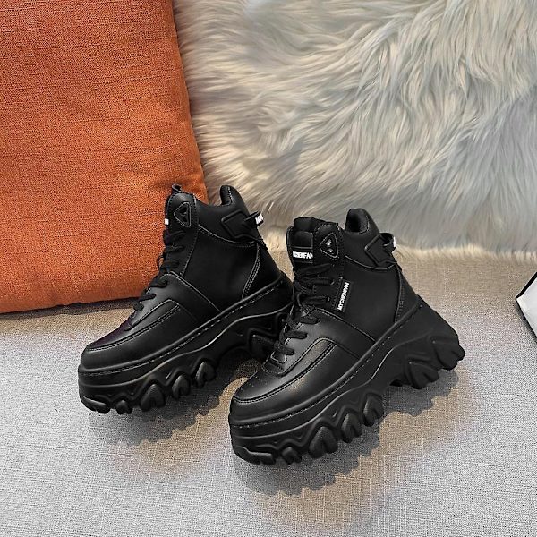 Vinter Plattformsskor, Kvinnor Klumpiga Sulor Höjdökande Stövlar Set-1 01.Black 6