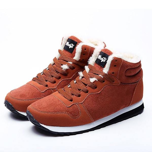 Vinter Dam Klackar Snö Platåskor Chunky Läder Platt Ankelboots Winered 7.5
