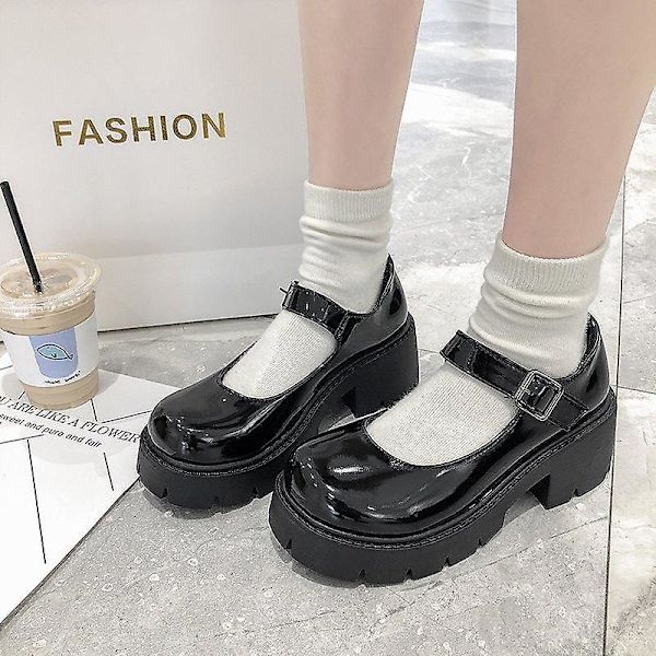 Lack Mary Jane Skor black and sock 35 /