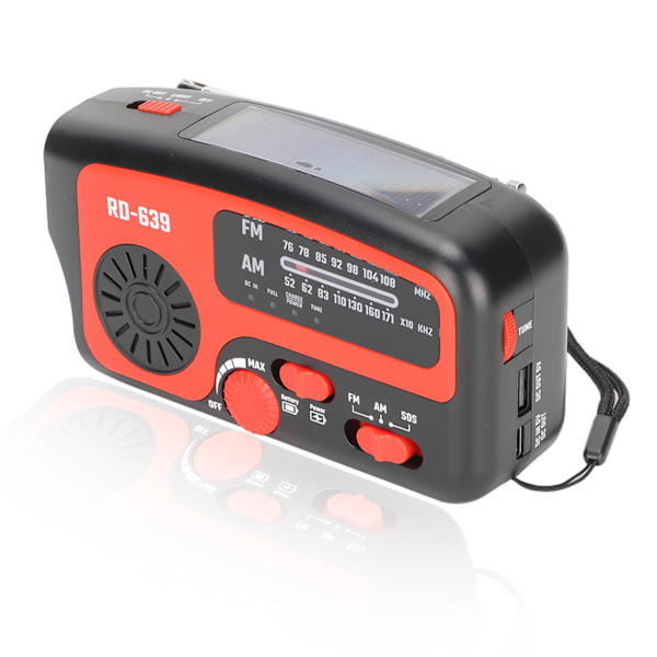 Veva Radio med Handvev SOS-Alarm Multiladdning 1200mAh Powerbank AM FM Nöd Solväderradio med LED-ficklampa