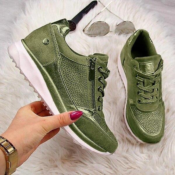 Wedges Sneakers för kvinnor, Vulcanize Paljetter Shake Shoes green 37