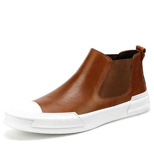 Äkta Läder Herrskor, Vintersneakers Brown 7.5