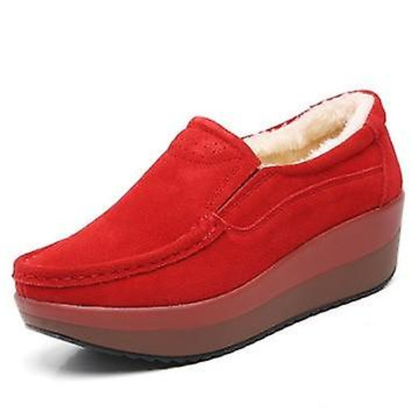 Höst Dam Platformskor, Läder Flats Tjock Sula Loafers blue plush 9