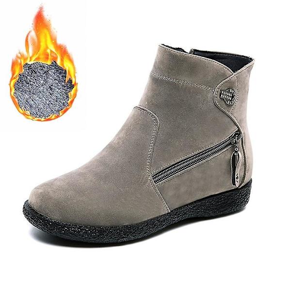 Snökängor för dam, Varma vinterfodrade ankelboots i mockaimitation Grey 1 40