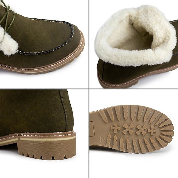 Nya vintervarma vattentäta ankelstövlar med snörning Olive Green 40