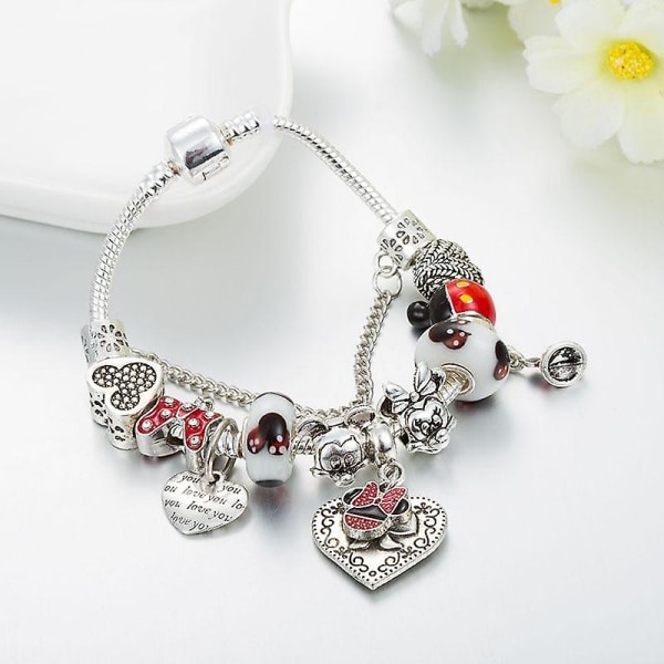 Söta Mickey Minnie Charm Armband / Armband 19cm / B19013