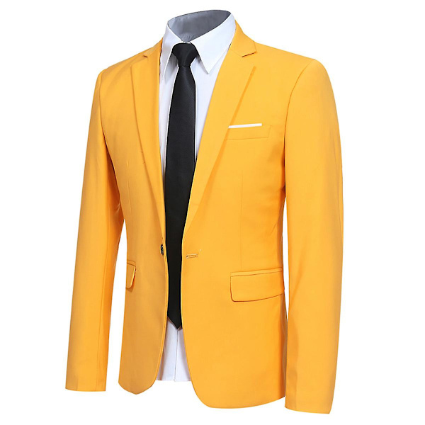 Enknapps blazer Casual Top Jacka för män gul XS