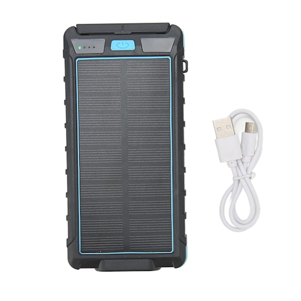 Bärbar Solcellsladdare för Telefon 20000mAh Solcellsbatteri med Kompass och LED-Ficklampa för Utomhusbruk Svart Blå