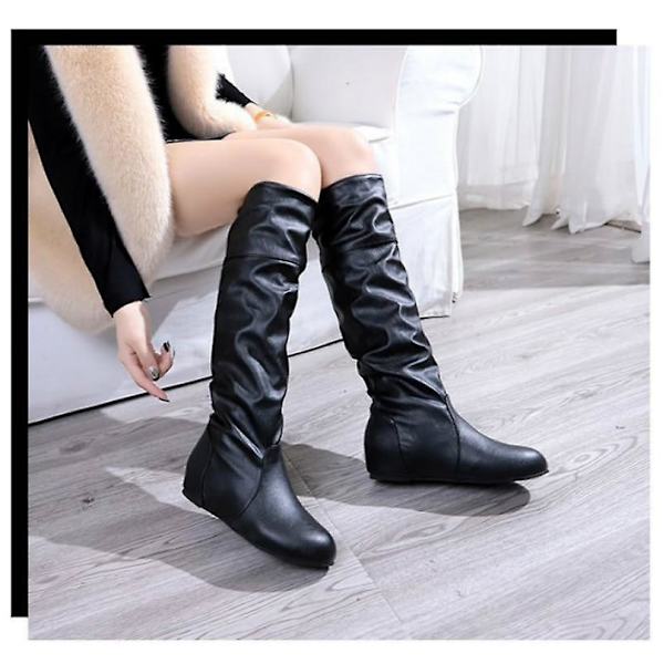 Kvinnor Läder Mid Calf Boots BLACK 5