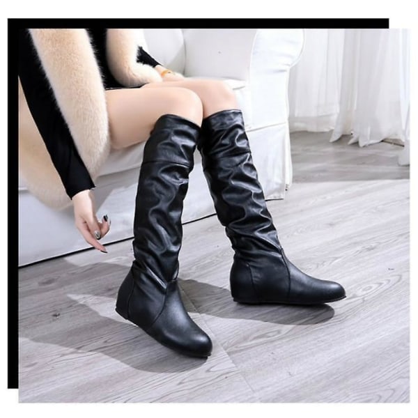 Kvinnor Läder Mid Calf Boots Khaki 10.5