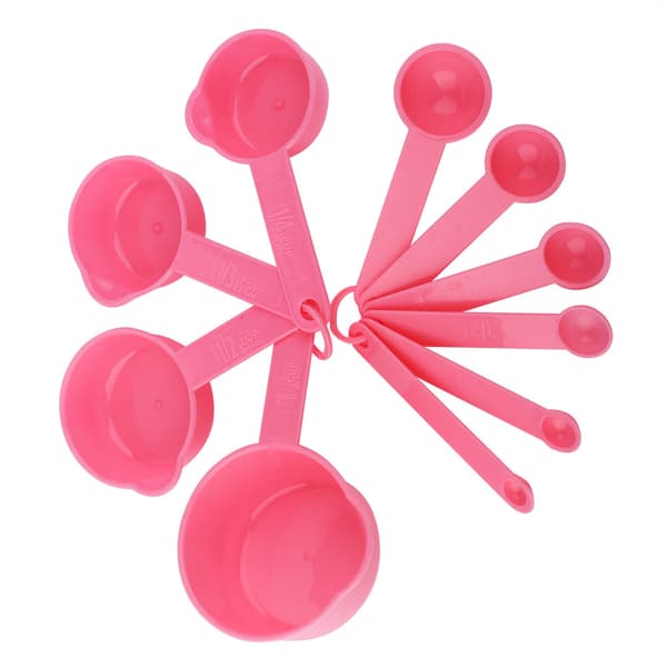10 st/set Kök Matlagning Tesked Måttskedar Måttkoppar Mätverktyg (Rosa)