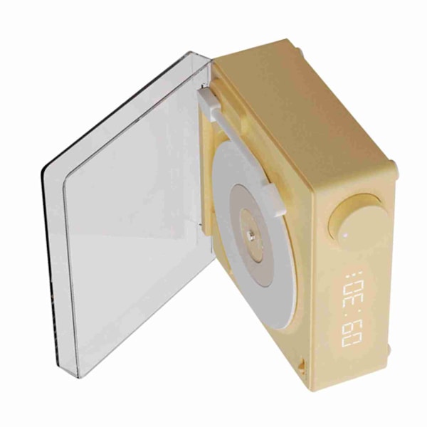 Roterande Vinylskiva Väckarklocka Högtalare Retro 360 Graders Stereo Trådlös Klocka Bluetooth Högtalare för Hem Sovrum Kontor Beige