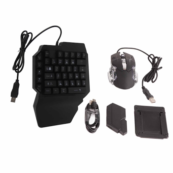 Portabel Mini Speltangentbord Mus USB RGB Handledsstöd Halv Hand 35 Tangenter Tangentbord Mus med Konverterare för Android för IOS