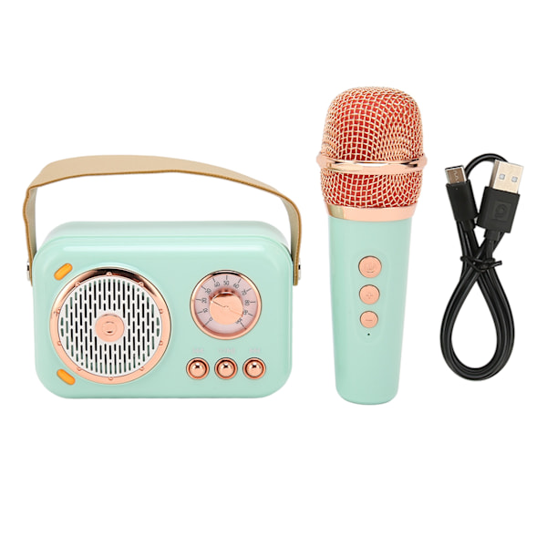 Retro Bluetooth Högtalare Stereo 6 Ljudlägen Portabel Trådlös Vintage Mini Högtalare med Mikrofon för Barn Vuxna Mintgrön