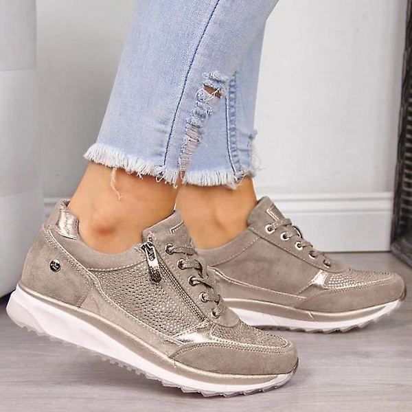Kilklackssneakers för damer, Vulkaniserade paljett-skakskor green 39