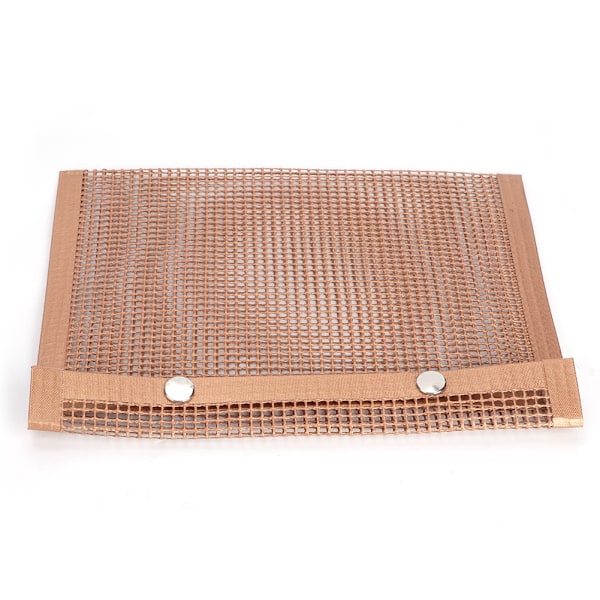 Non-Stick Grillnätspåse Återanvändbara Grillpåsar Grillverktyg för Utomhuspicknick (Brun 22x27cm)
