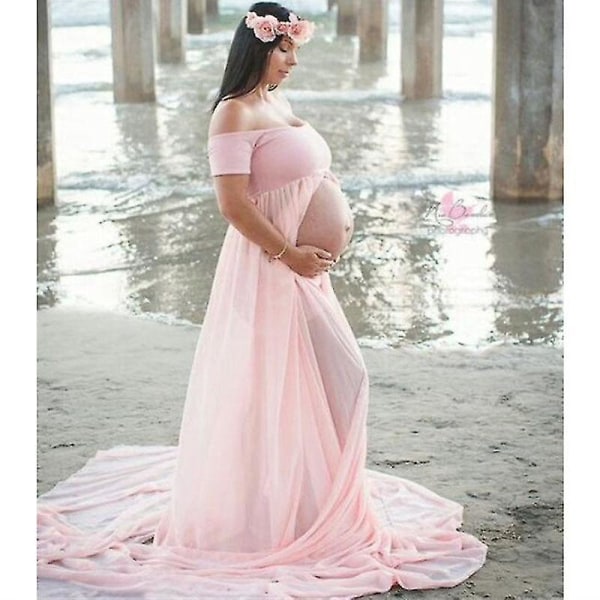 Fotografering Maxiklänning Gravidklänningar för gravida kvinnor white m