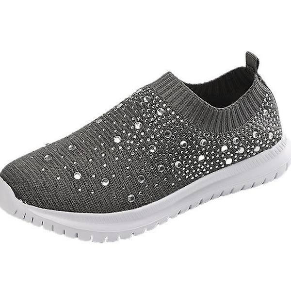 Sommarsneakers, Kristallmode Slip-on Skor gray 9