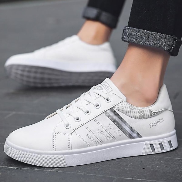 Höst- Läder Vulkaniserad Plattform, Tennis Casual, Sneakers Skor MA69 Gray 10