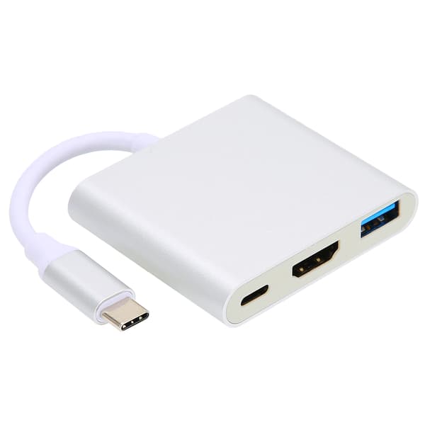 4K 3 i 1 TypeC Dockingstation TypeC till HDMI-kompatibel USB PD Multiportadapter (Silver)