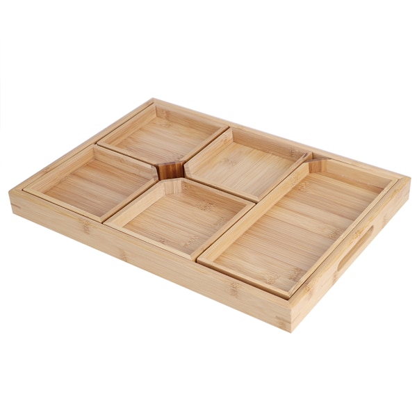 Hushålls Bambu Frukt Dessert Mat Serveringsfat Hållare Multifunktion Te Kopp Bricka Porslin