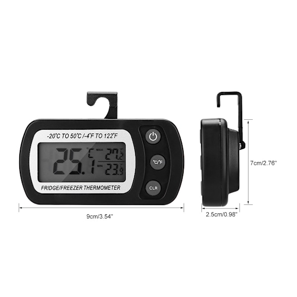 Kök Stor LCD Kylskåp Frys Digital Termometer med Justerbart Ställ Svart