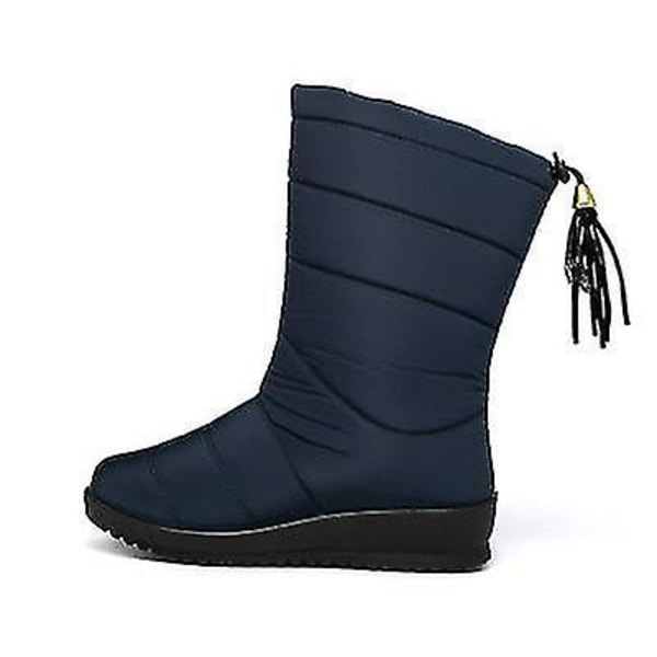 Kvinna varma päls plattform boots, snö boots blue 35