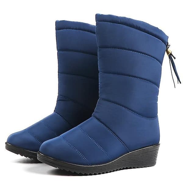 Dam vintervarma, vattentäta, plyschpäls ankelsnöskor tassel blue 5.5