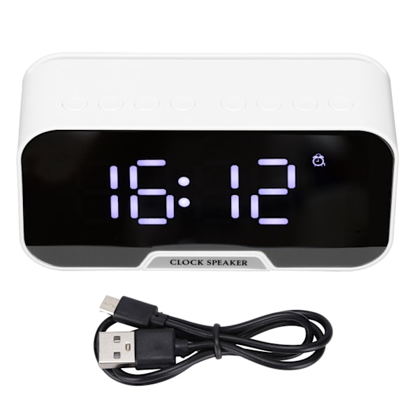 D?88 Multifunktionell Bluetooth Klockradio Portabel Dubbel Väckarklocka Funktion Högtalare för Sovrum Kontor Vit