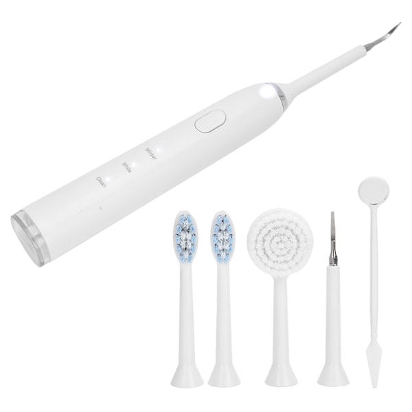 Multifunktionell Oral Irrigator med Ansiktsborsthuvud Mun Spegel Tandrengöringsenhet Vit