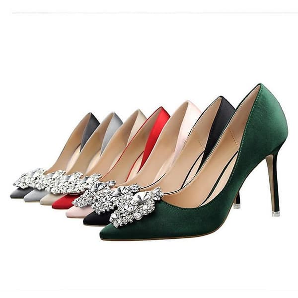 Bröllopsskor för kvinnor, pumps i konstsilke satin red 5.5