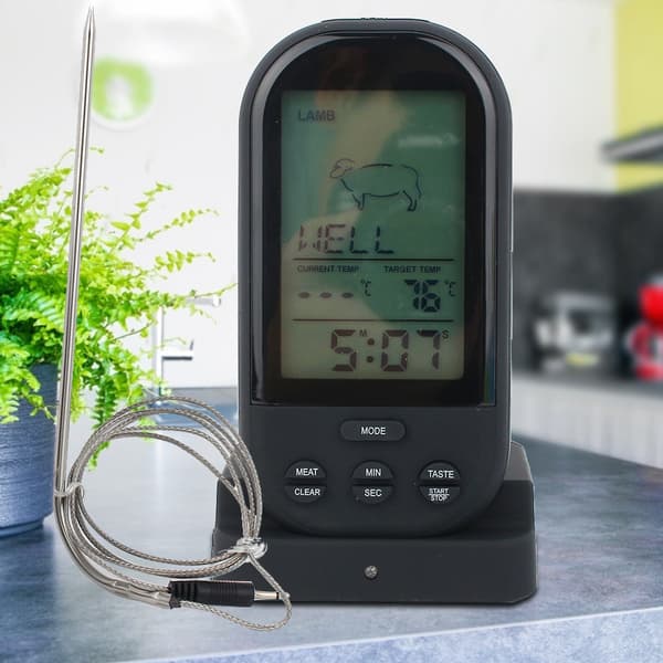 Trådlös Digital Matlagningstermometer LCD Grilltimer Sond Temperatur Matlagningsverktyg