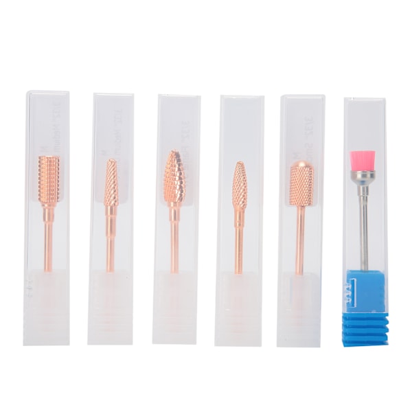 6 st Roséguld Nagelkonst Polering Slip Huvud Borr Bits Dammborste Manikyr Verktygsset