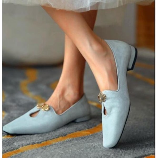 Retro Elegant- Casual Office Run-To, Single Flat Shoes lightblue 40