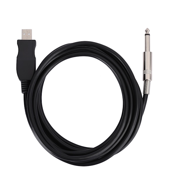 Bärbar Gitarr USB Ljudkabel Dator Sladd Länk Anslutning Instrument Adapter Svart 300cm
