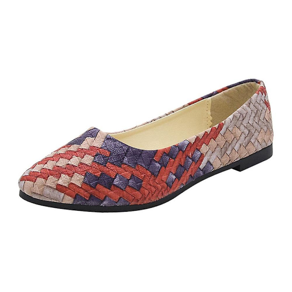 Dam Mockaskor Mode Spetsiga Skor Red 35