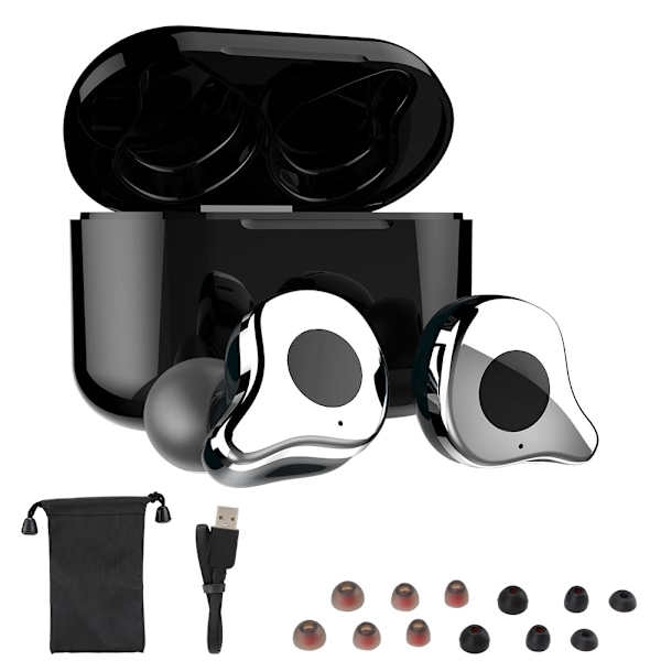 E12 TWS Mini Trådlösa Bluetooth-hörlurar In-Ear Headset Hörlurar med Mikrofon (Silver)