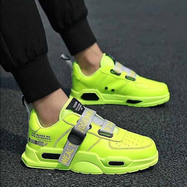 Pu Leather Spänne Chunky Sneakers Green 8