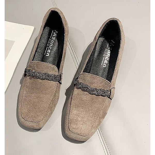 Höst Vinter Dam Loafers. Lågklackade Båtskor Khaki 10